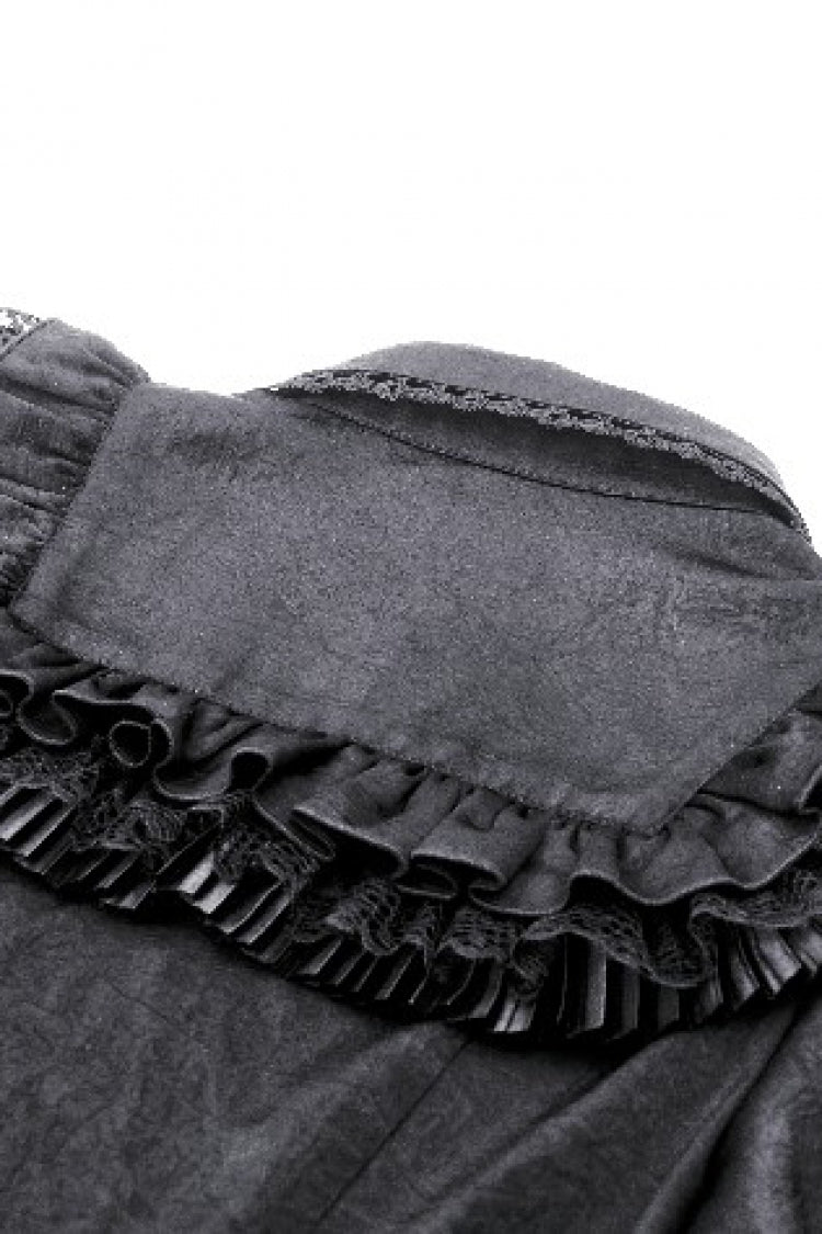Ruffled Gothic Blouse with Puff Sleeves and Collar - Gothic Edge