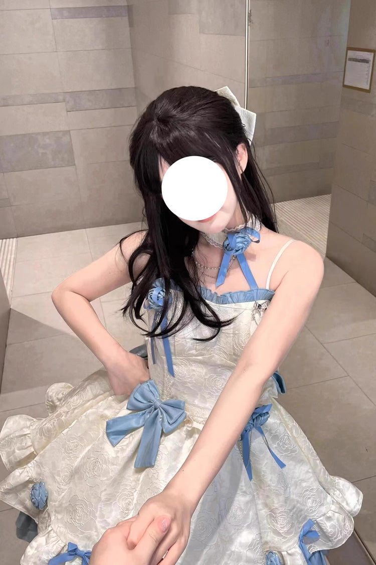Printed Ruffle Bowknot Sweet Princess Lolita Jsk Dress
