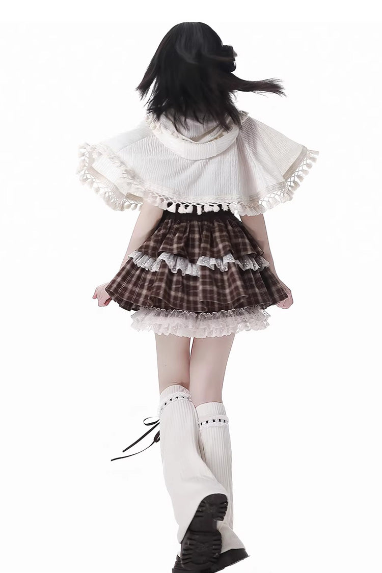 Sweet Lolita Skirt with Double-Layered Ruffles and Lace Splicing