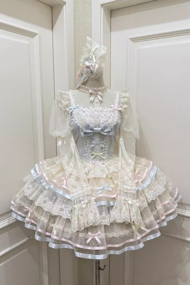 Triple-Layered Ruffled Bow Lace Balletcore JSK - Butterfly Heart Ballet