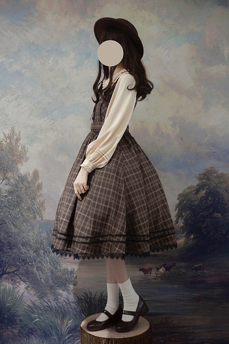 Elegant Lolita JSK Dress with V Collar and High Waist