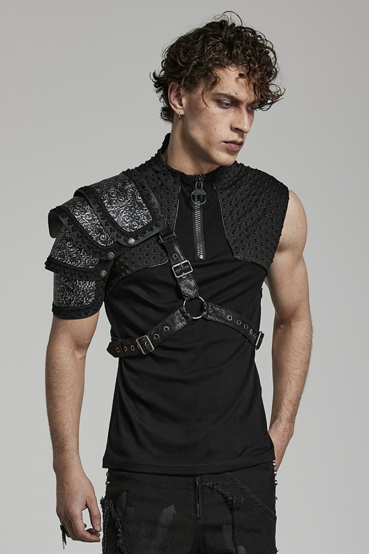 Charcoal Steampunk Shoulder Harness with Embroidery - Gothic Edge