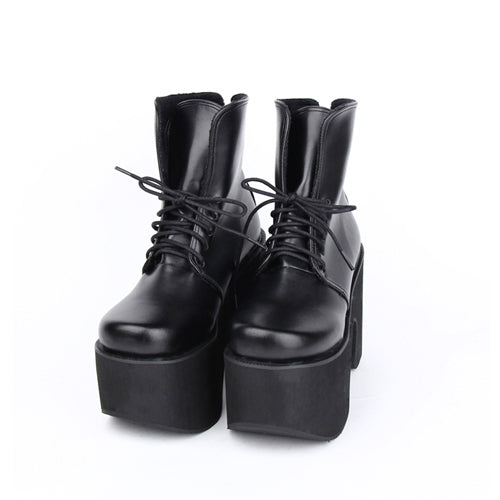 Black High-Heel Platform Lolita Boots