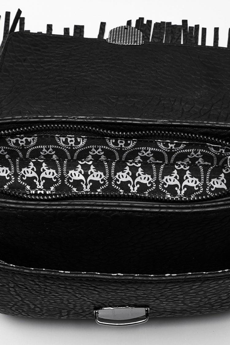 Gothic Bag with Studs and Tassels in Faux Leather