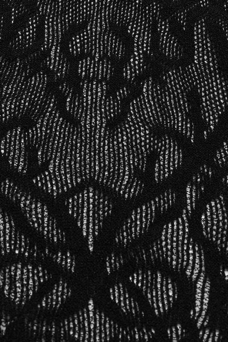 Gothic Dress with Hollow Rhombus Sheer Mesh, Long-Sleeve Women's Style