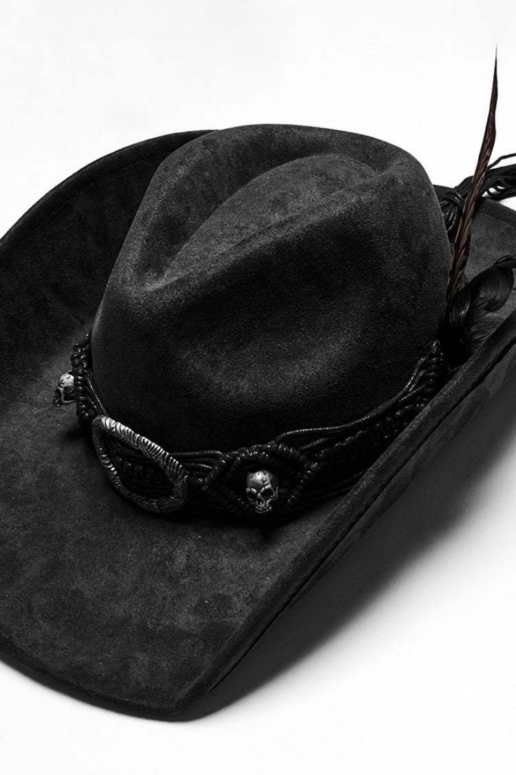 NoBrand Gothic Feather Skull Cap with Tassels
