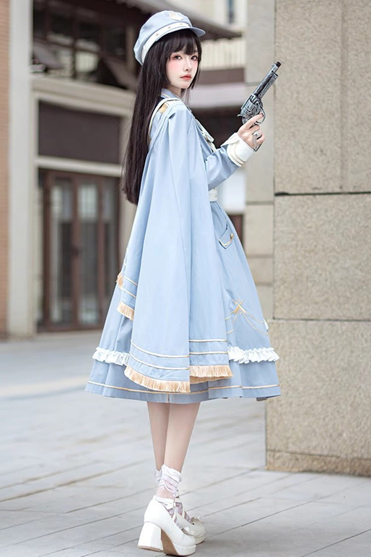 Azure Star Ocean Fantasy Cardigan Bowknot Military Elegant Lolita Dress
