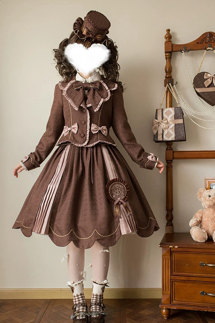 Classic Lolita JSK Dress and Skirt with Embroidered Bow Lace-Up