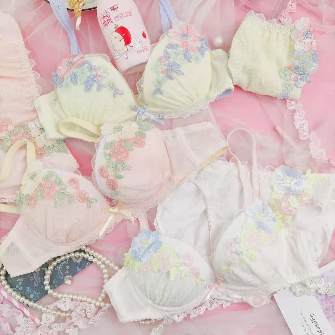 Candy Floral Lingerie Set - angel, angelcore, angelic, bra, bralette