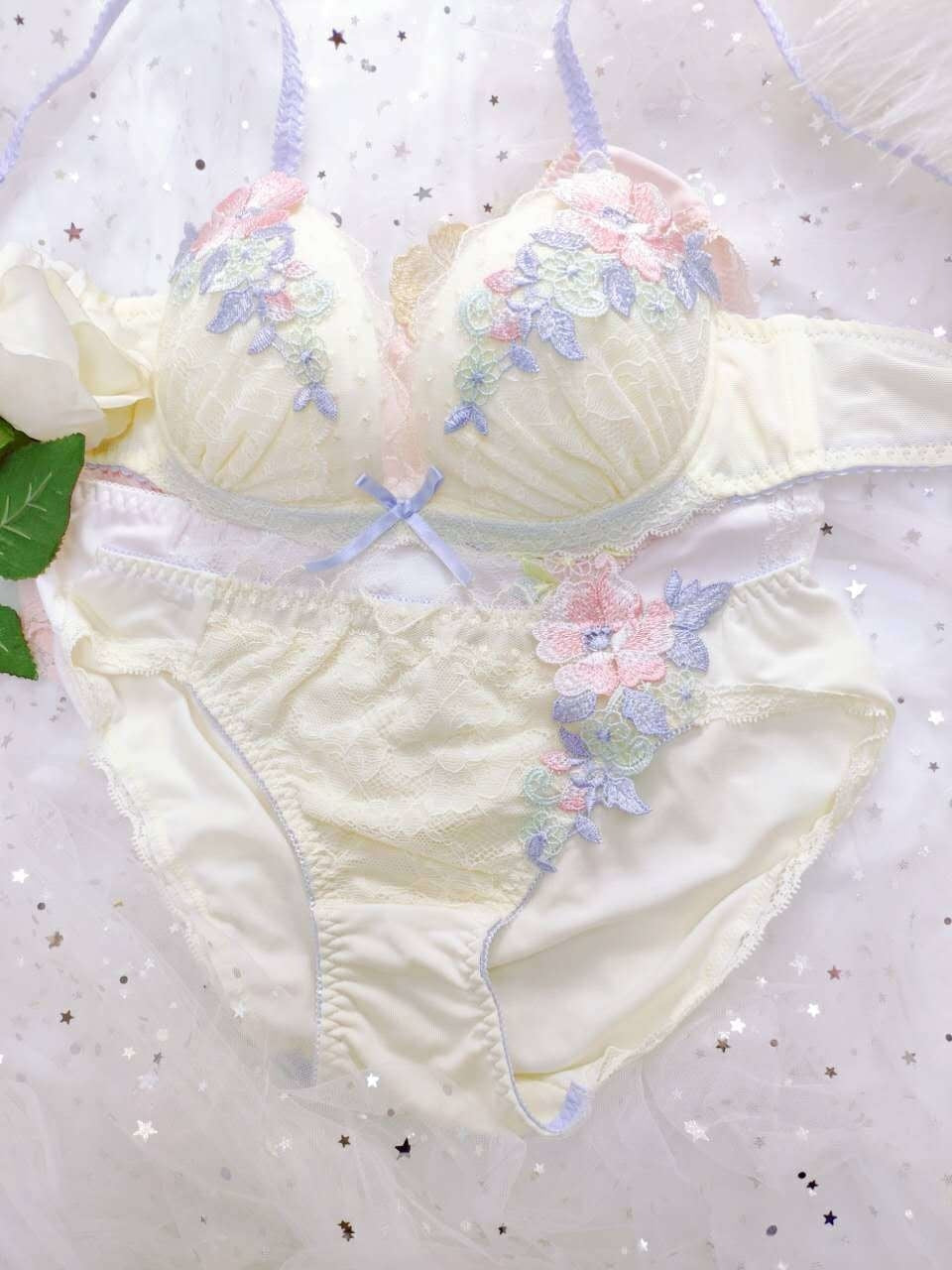Candy Floral Lingerie Set - angel, angelcore, angelic, bra, bralette