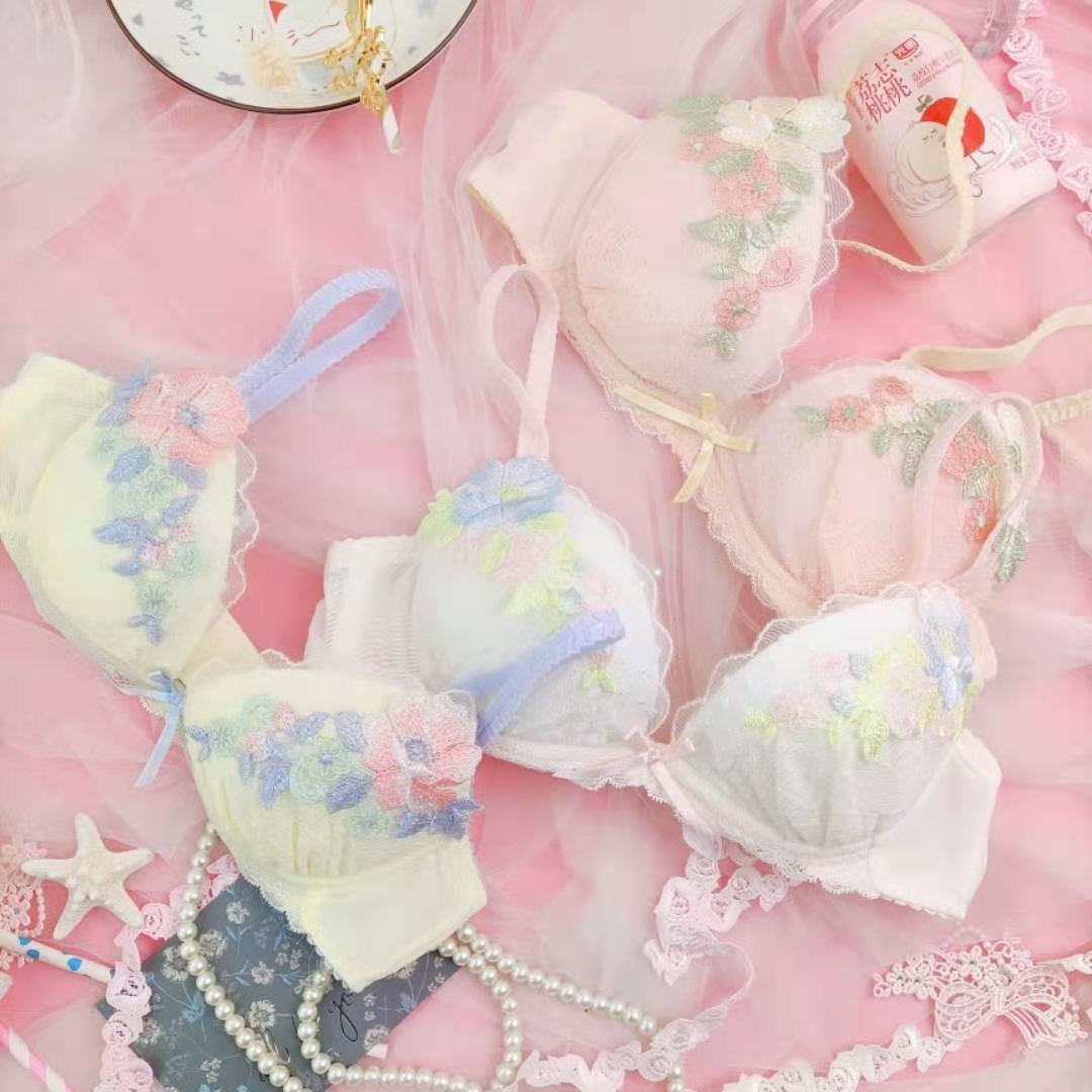 Candy Floral Lingerie Set - angel, angelcore, angelic, bra, bralette