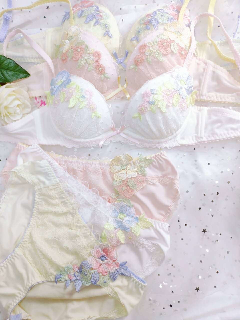 Candy Floral Lingerie Set - angel, angelcore, angelic, bra, bralette