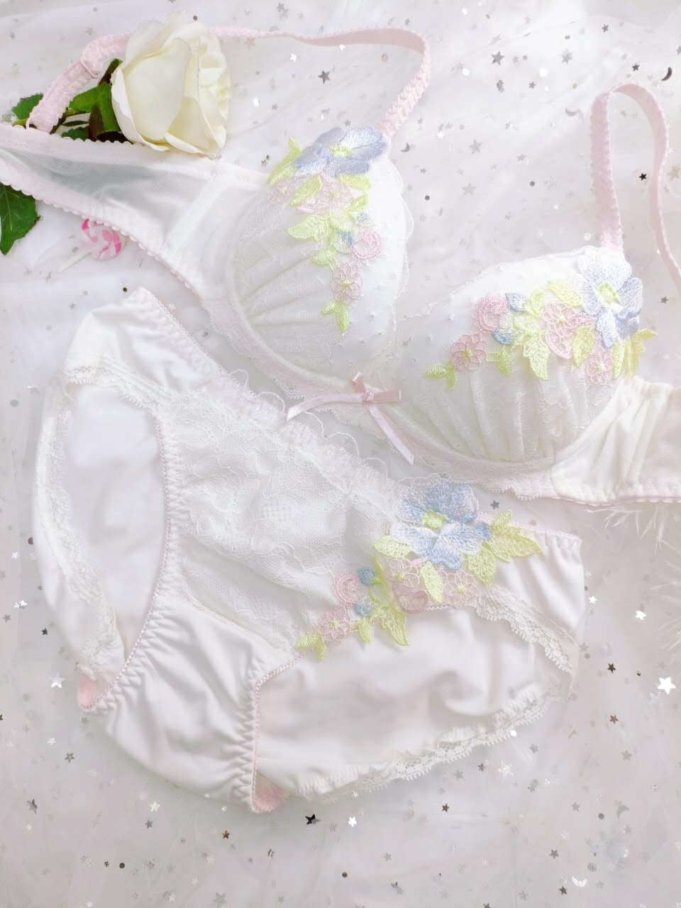 Candy Floral Lingerie Set - angel, angelcore, angelic, bra, bralette