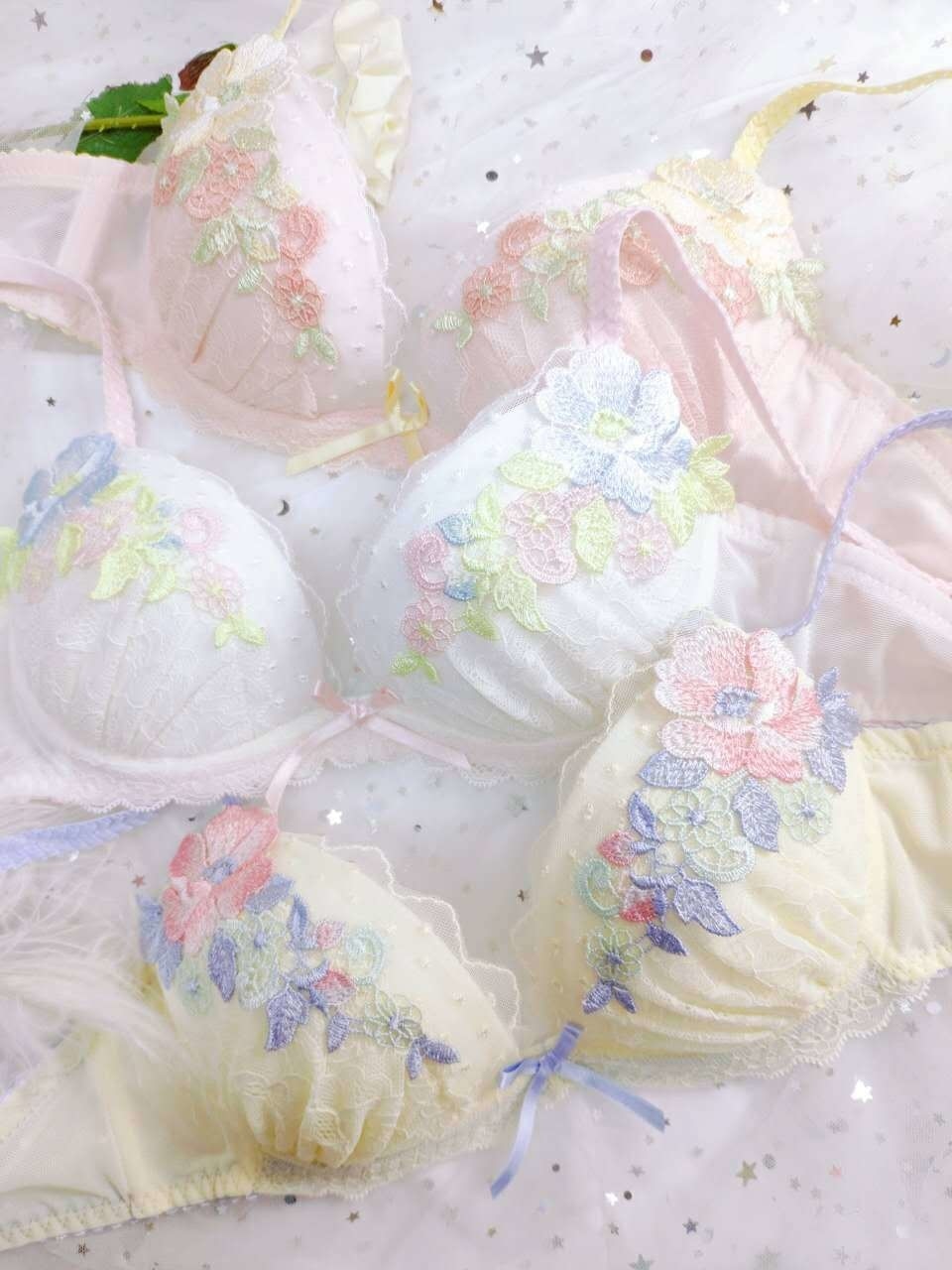 Candy Floral Lingerie Set - angel, angelcore, angelic, bra, bralette
