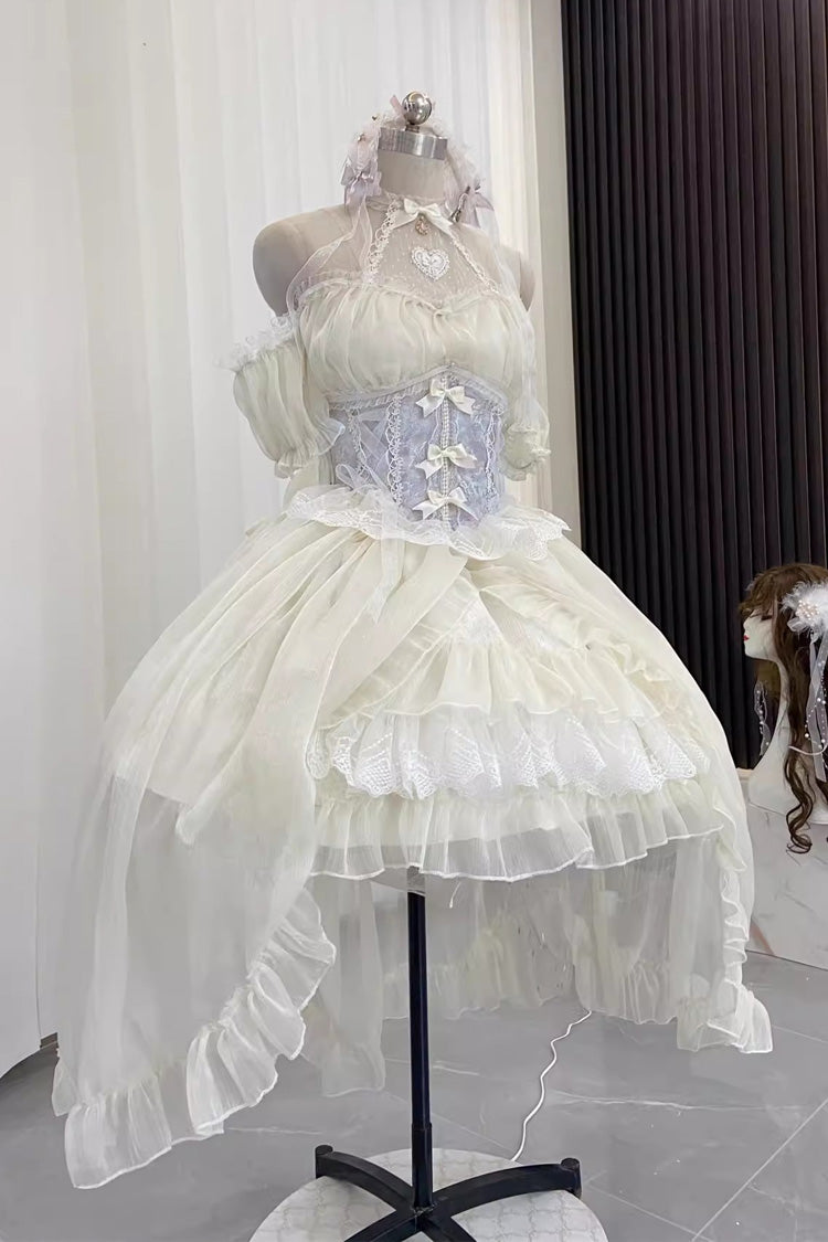 Sweet Lolita Dress with Ballet Twins Ruffle Bowknot, Short Front Long Back in 2 Colors