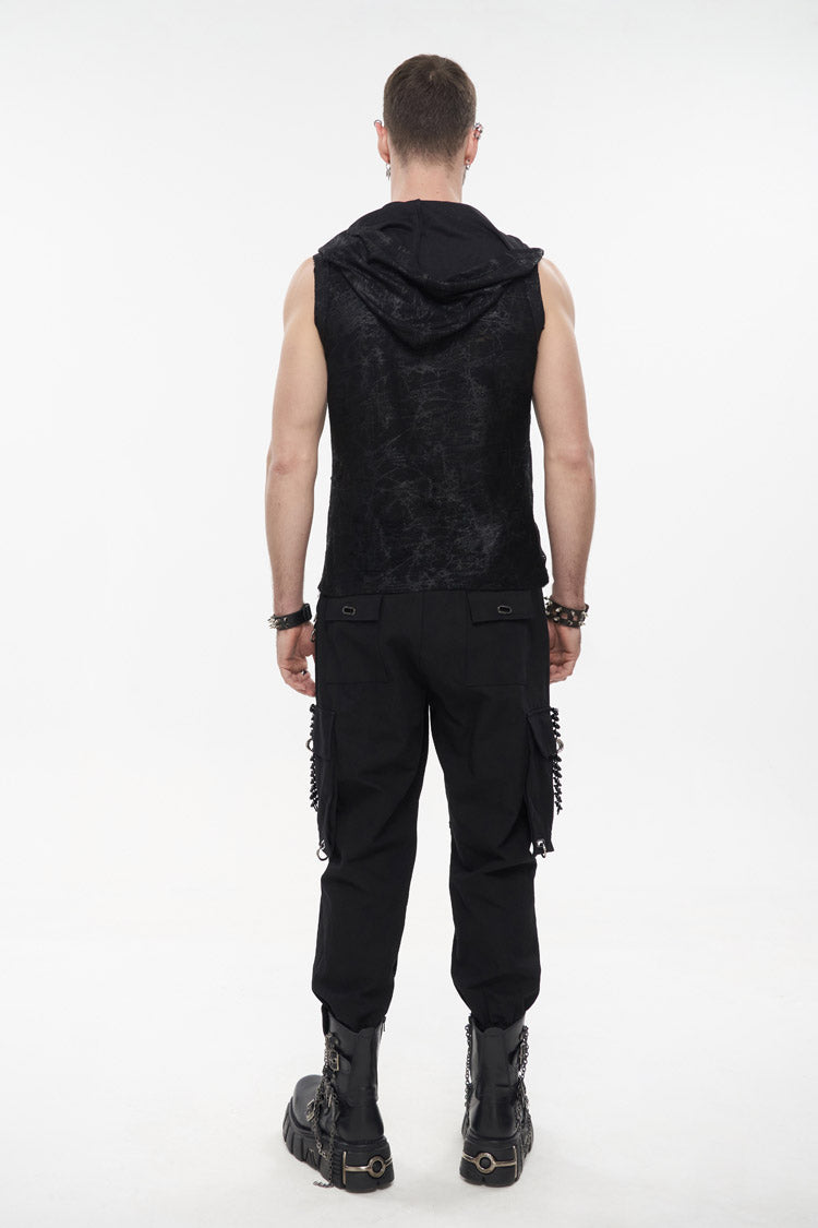 Gothic Cutout Skull Print Chain-Trim Tank for Men