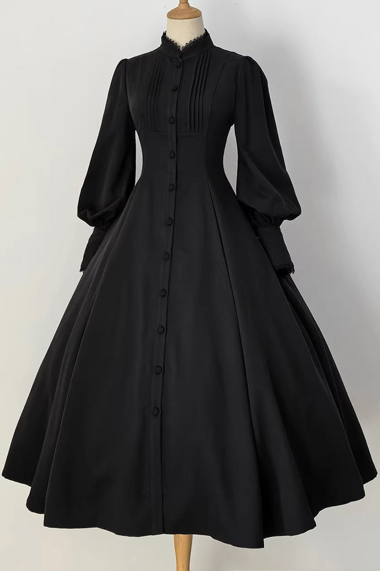 Long Puff Sleeve Slim Gothic Elegant Dress - Astrea