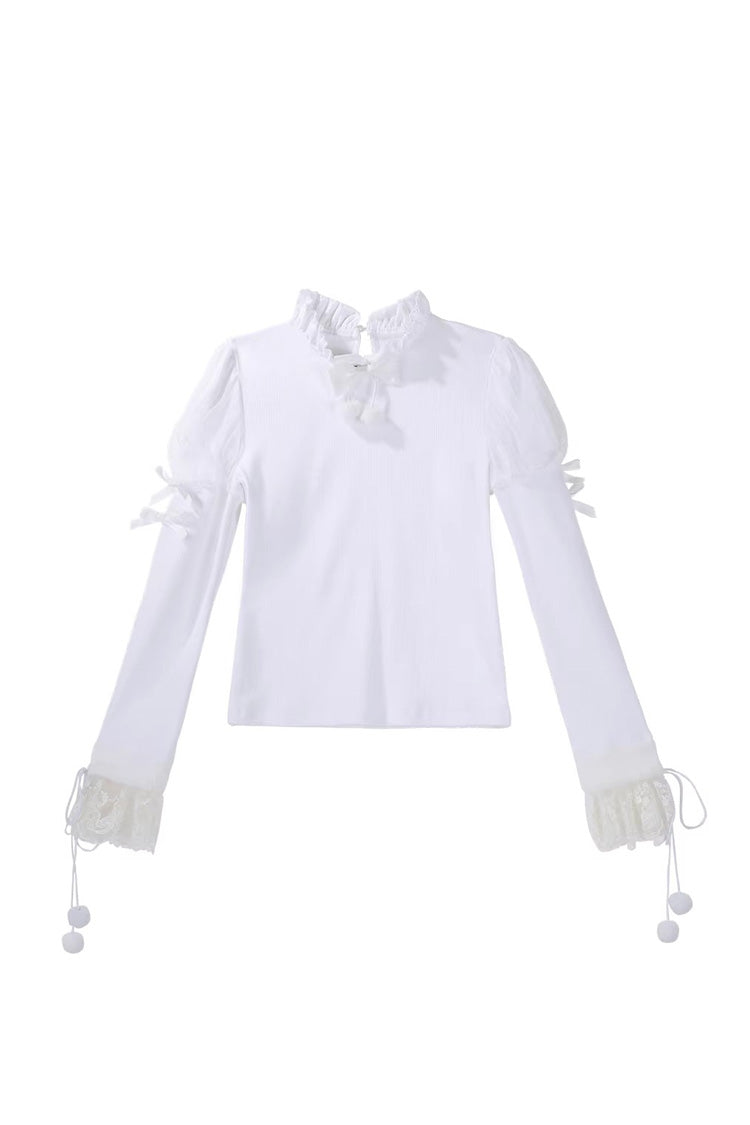 Asymmetric Embroidered Bow Lace Elegant Cut-Out JSK Ensemble - Cloud Dreamland