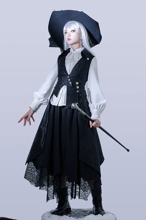 Ash-Burned Gothic Long Vest for Women - Ouji - Gothic Edge