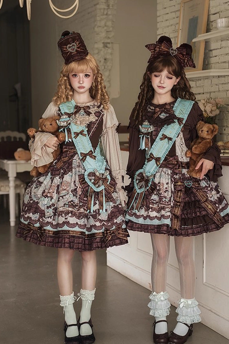 Asymmetric Sweet Lolita Strap Dress with Ruffle Side Cardigan
