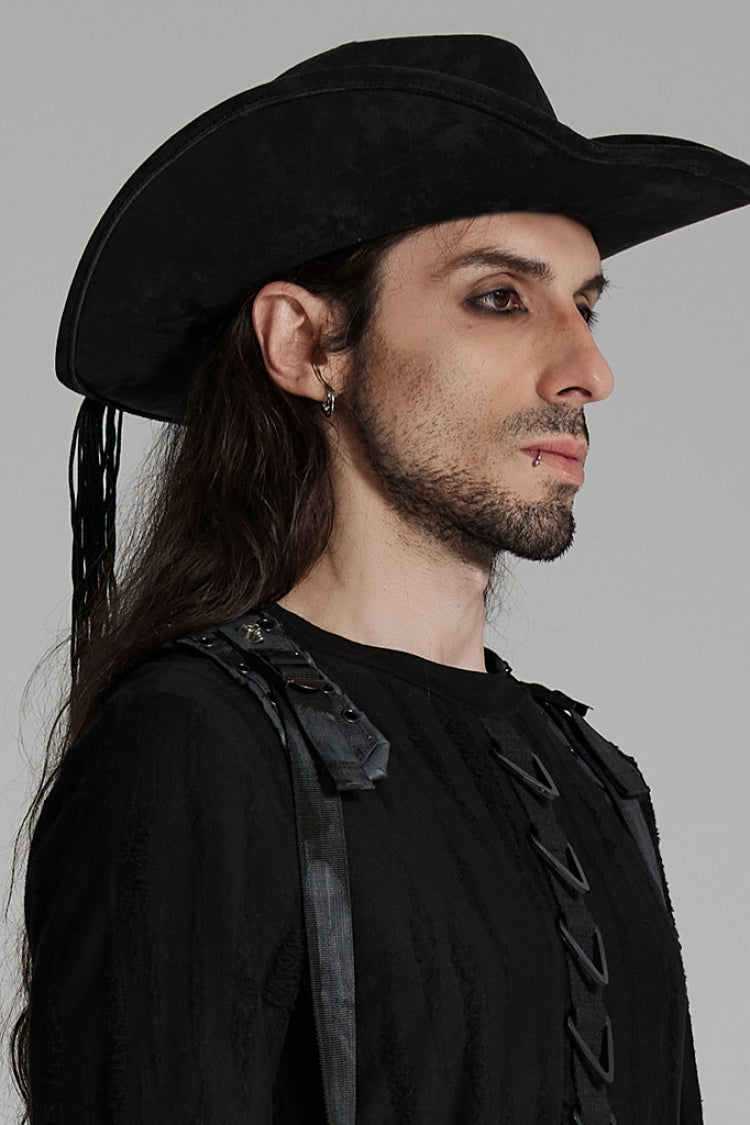 NoBrand Gothic Feather Skull Cap with Tassels