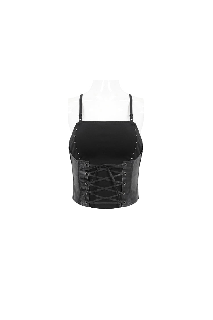 Punk Bandeau Camisole with Adjustable Strings in Black Knit