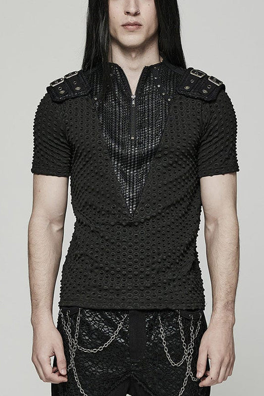 Steampunk Tee with Bubble Mesh and Zipper Details