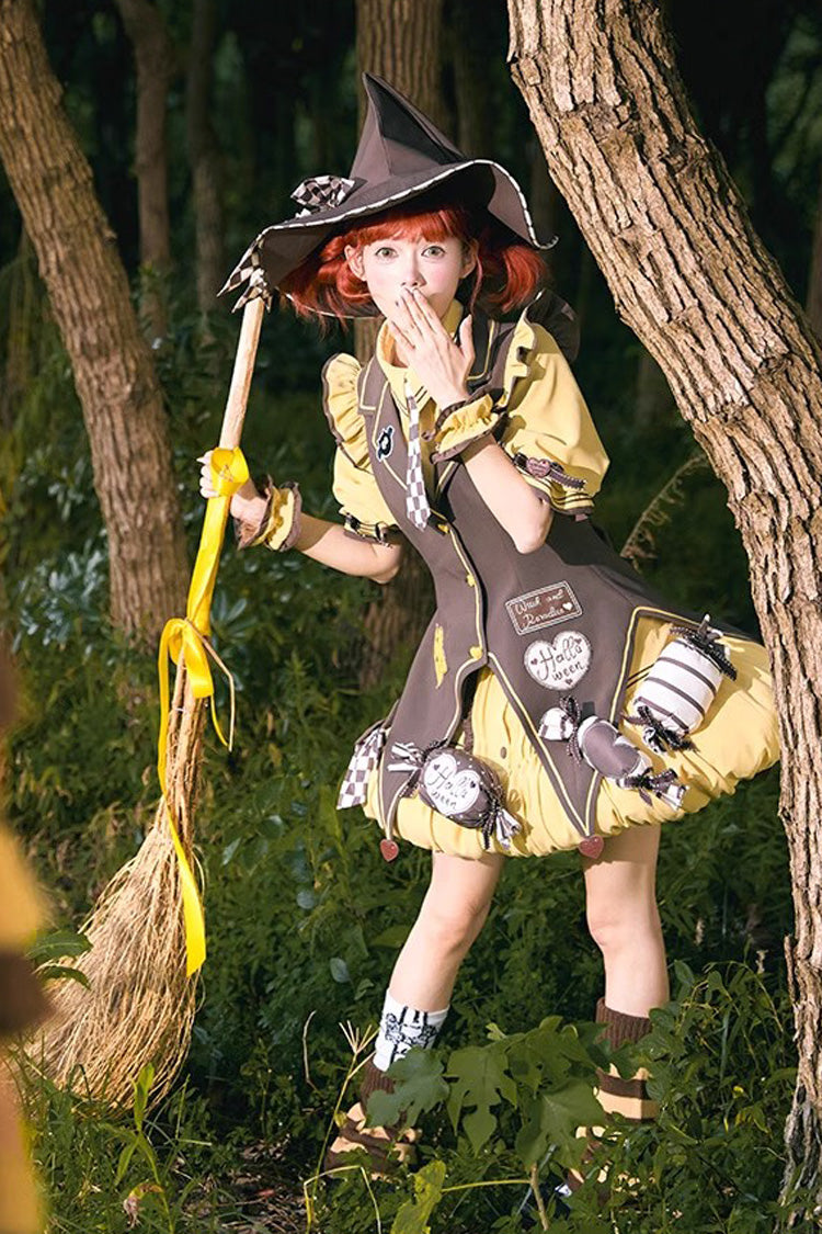 Halloween Sweet Lolita Vest Set with Short Sleeves and Bows