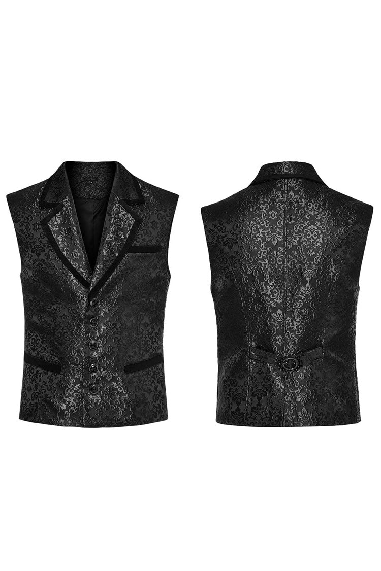 Gothic Men's Sleeveless Vest with Gem Buttons and V-Neck - Two Colorways