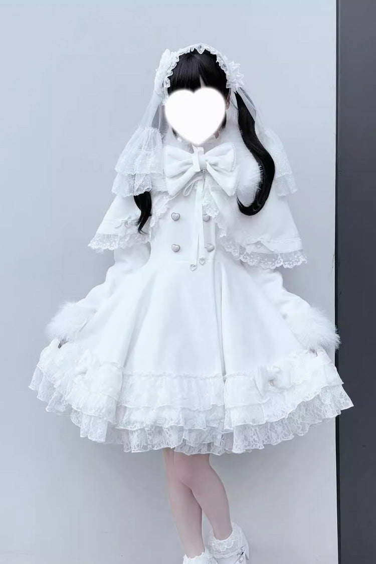 Jirai Kei Coat with Removable Cape and Bowknot - Magician Style - Long Sleeve