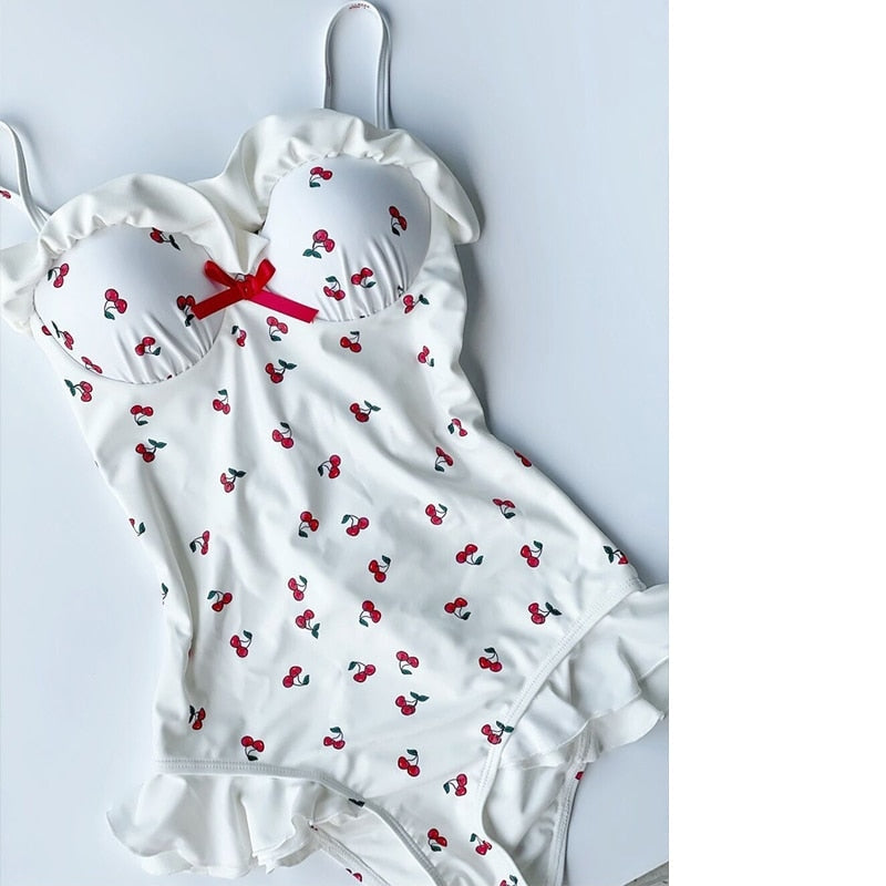 Cherry Ruffle Onesie - adult onesie, onesies, bodysuit, bodysuits, cherries