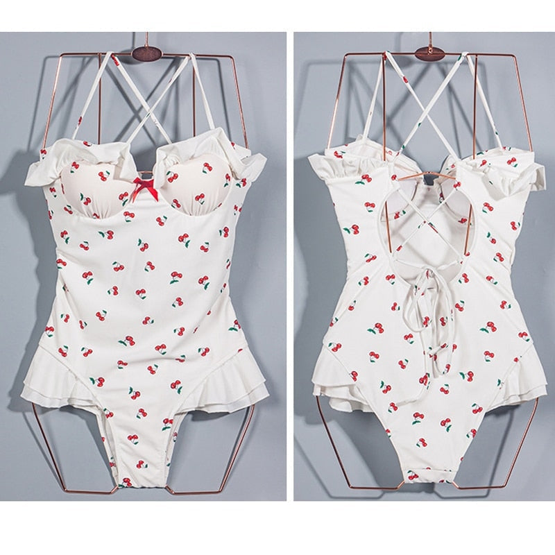 Cherry Ruffle Onesie - adult onesie, onesies, bodysuit, bodysuits, cherries