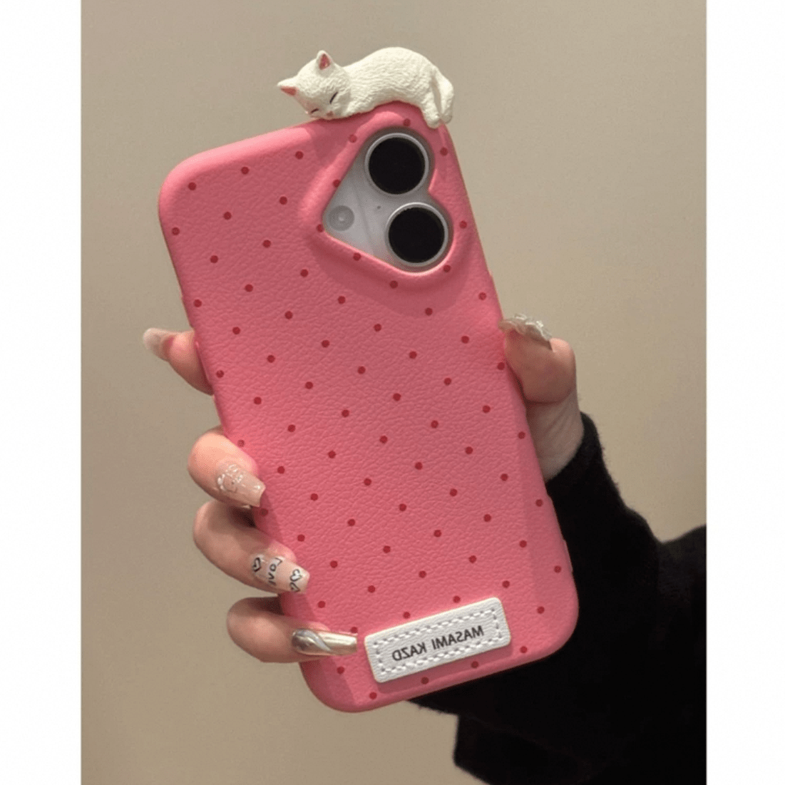 Chic Kitten Polka Dot Leather iPhone Case - Lovesickdoe