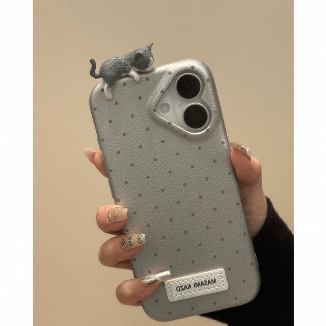 Chic Kitten Polka Dot Leather iPhone Case - Lovesickdoe