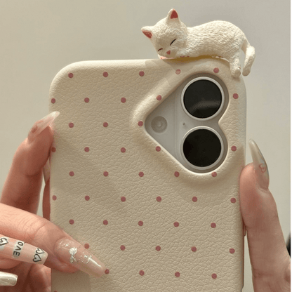 Chic Kitten Polka Dot Leather iPhone Case - Lovesickdoe