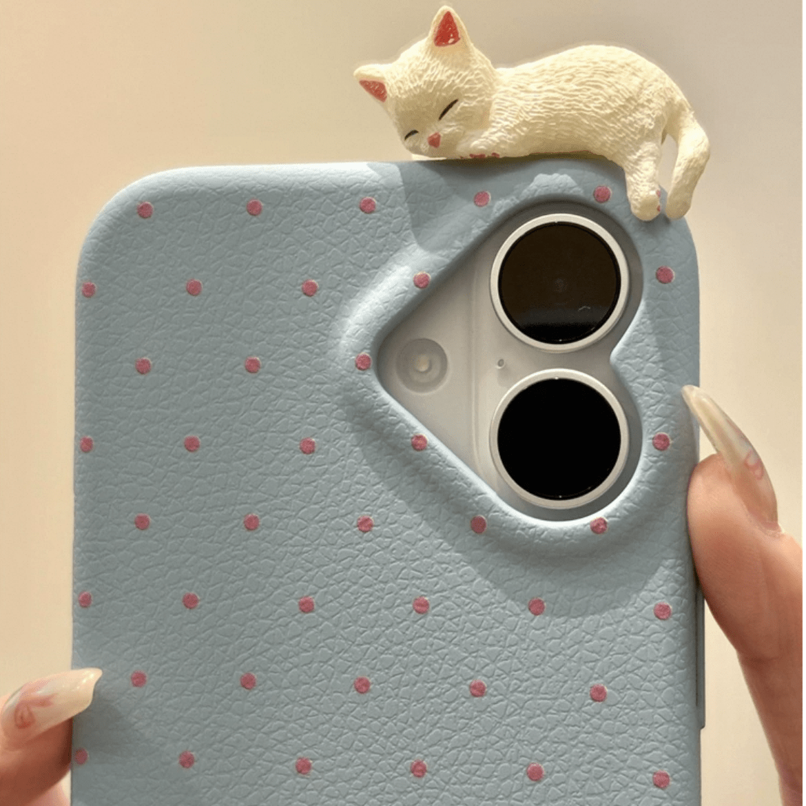 Chic Kitten Polka Dot Leather iPhone Case - Lovesickdoe