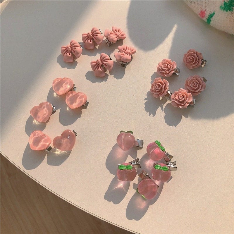 Sweet Heart 5 Pieces Pink Hair Clips Set