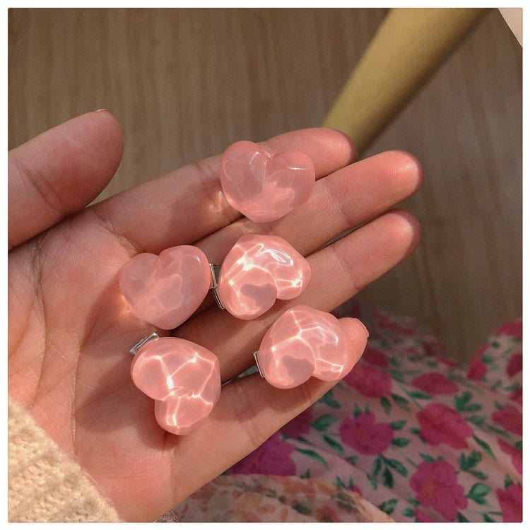 Sweet Heart 5 Pieces Pink Hair Clips Set