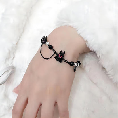 Y2K Black and White Little Ghost Bracelet