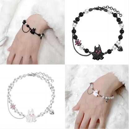 Y2K Black and White Little Ghost Bracelet