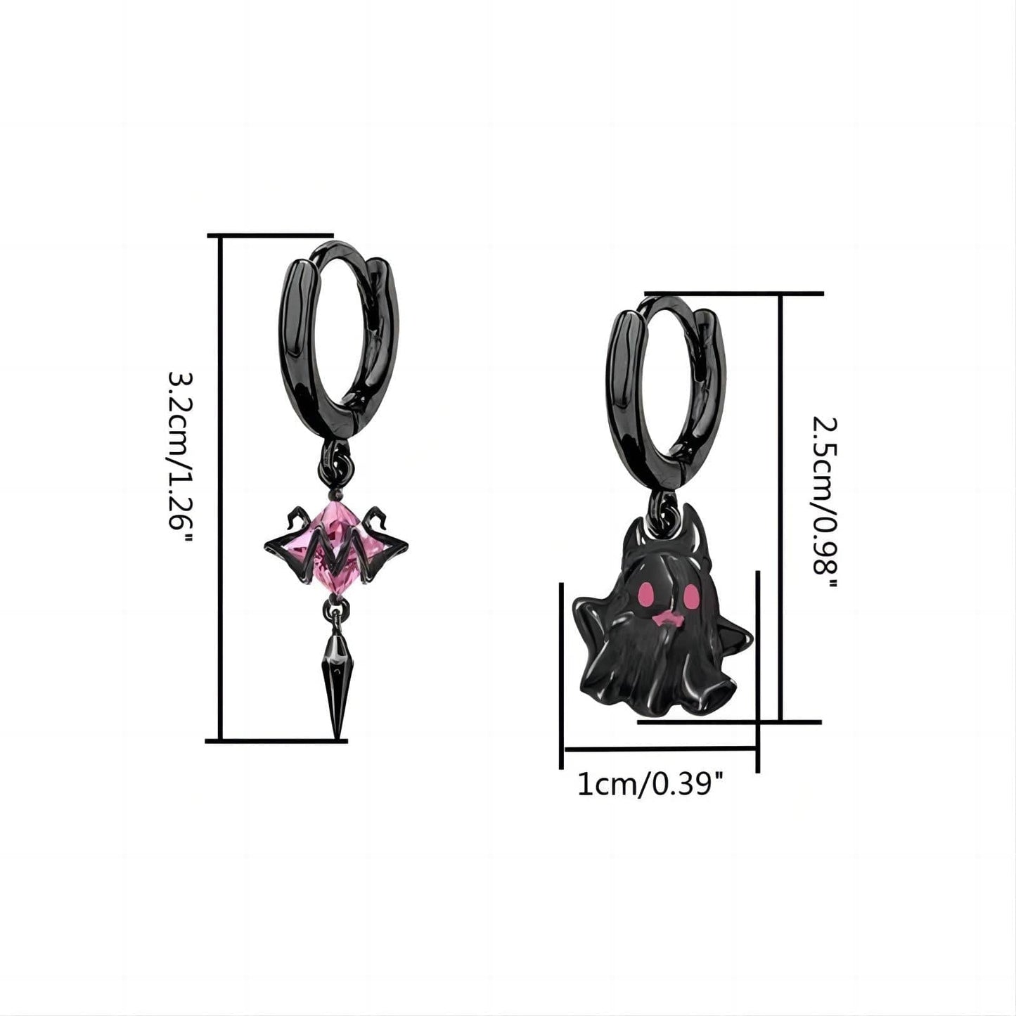 Y2K Black and White Little Ghost Earrings