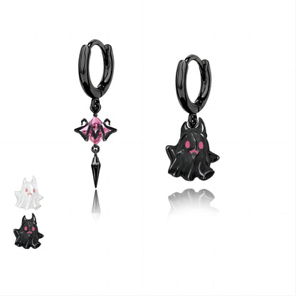 Y2K Black and White Little Ghost Earrings