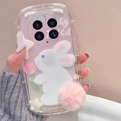 Coque iPhone en silicone avec queue de lapin et panda en peluche