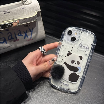 Coque iPhone en silicone avec queue de lapin et panda en peluche