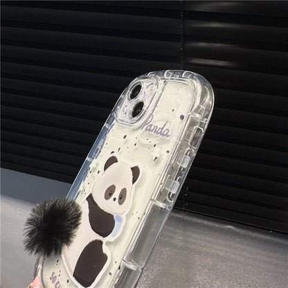 Coque iPhone en silicone avec queue de lapin et panda en peluche