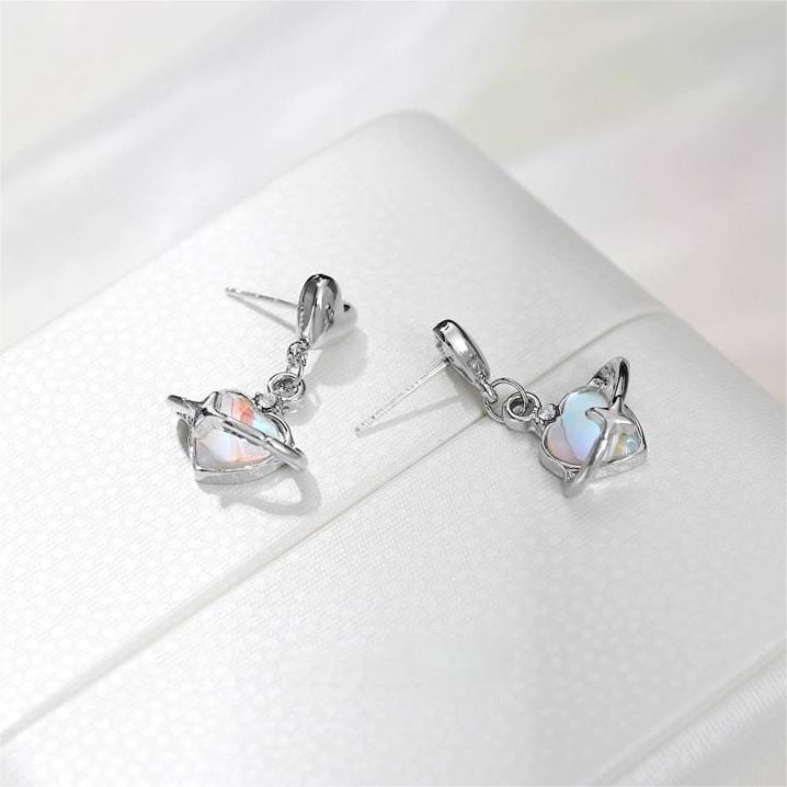 Boucles d'oreilles pendantes en forme de cœur