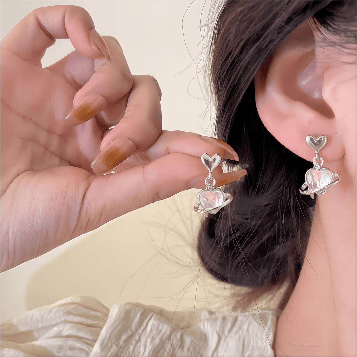 Boucles d'oreilles pendantes en forme de cœur