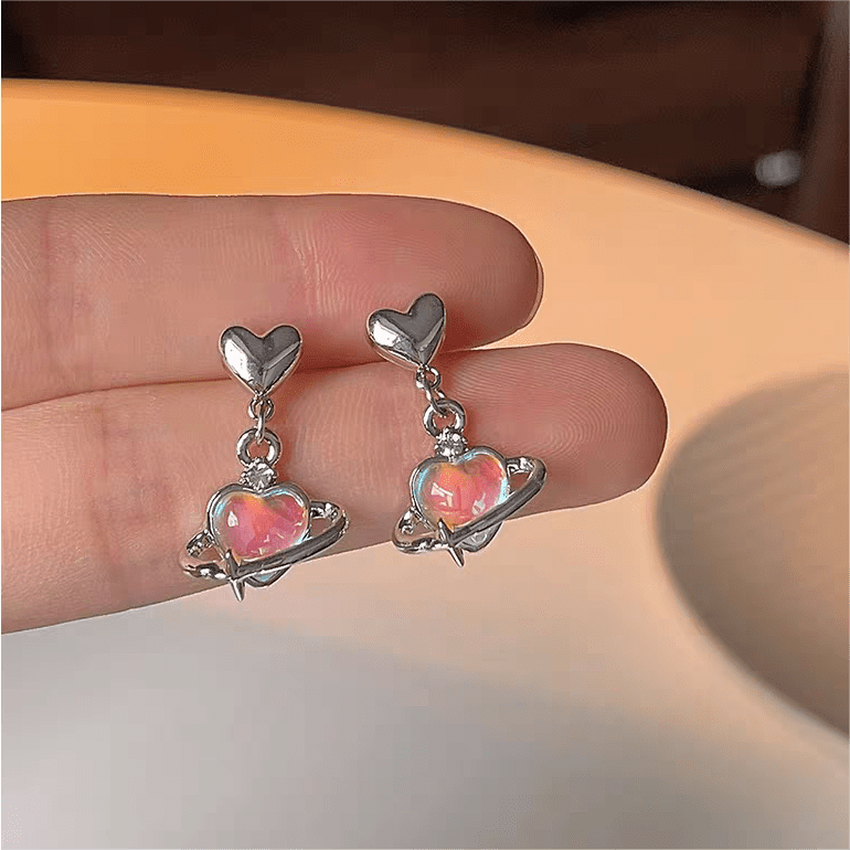 Boucles d'oreilles pendantes en forme de cœur