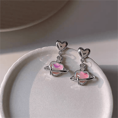 Boucles d'oreilles pendantes en forme de cœur