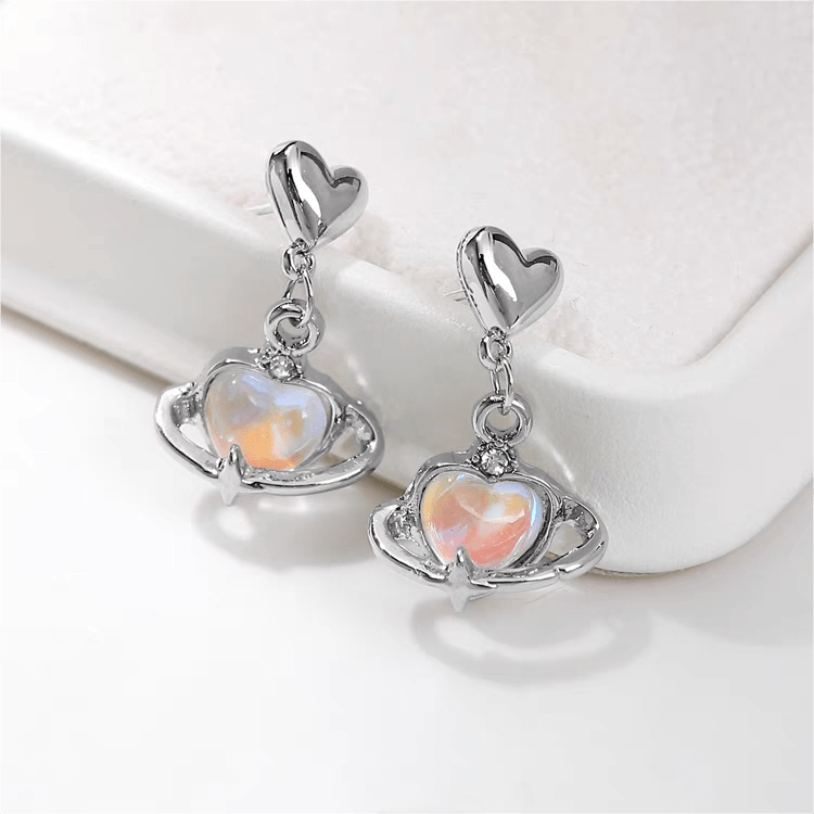 Boucles d'oreilles pendantes en forme de cœur